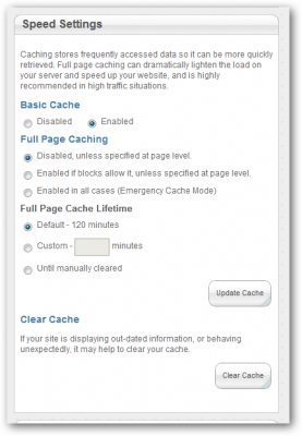 concrete5 full page cache settings